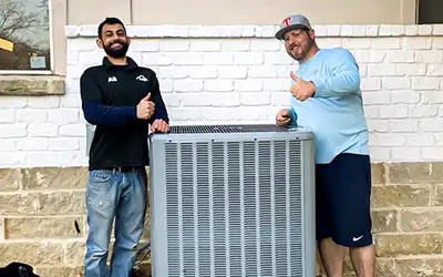 Ali & Ryan after an HVAC install at a customer's home.